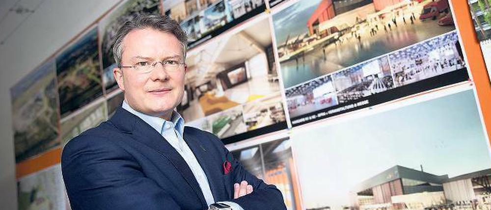 Langstreckenflieger. Philipp Bouteiller, Chef der Tegel Projekt GmbH, hat einen „unendlich langen Atem“, schließlich plant er das Projekt nach dem Flughafenbetrieb für 30 Jahre.