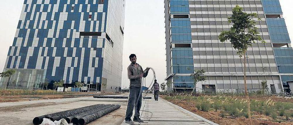 Richtung Zukunft. Indien plant 100 "Smart Cities", wie hier im Bundesstaat Gujarat die Gujarat Internationalen Finance Tec-City (GIFT) in Gandhinagar.