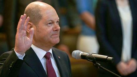 Olaf Scholz am Mittwoch bei seiner Vereidigung als Erster Bürgermeister Hamburgs.