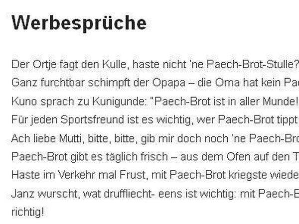 Werbesprüche der Firma Paech-Brot