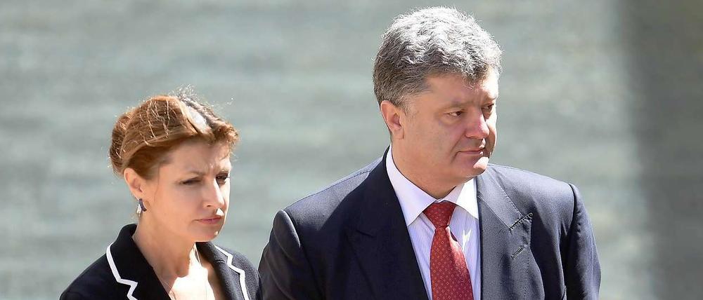Der ukrainische Präsident Petro Poroschenko und seine Frau während des Besuchs in Australien. 