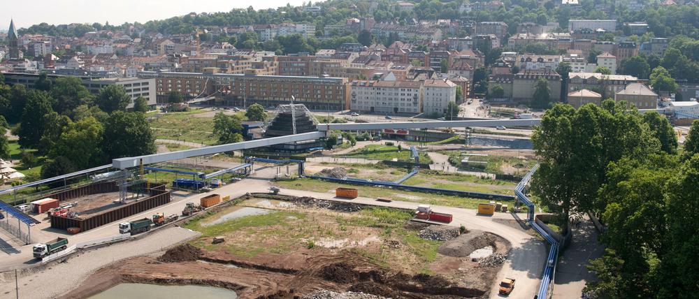 Ab Dienstag wird hier gebaggert: Das Gelände des künftigen Tiefbahnhofs von Stuttgart 21