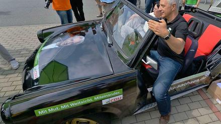 Stanislaw Tillich am Sonntag beim Wahlkampfauftakt.