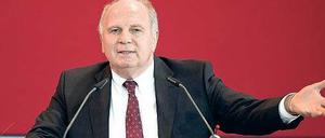 Uli Hoeneß bei einer Mitgliederversammlung des FC Bayern.