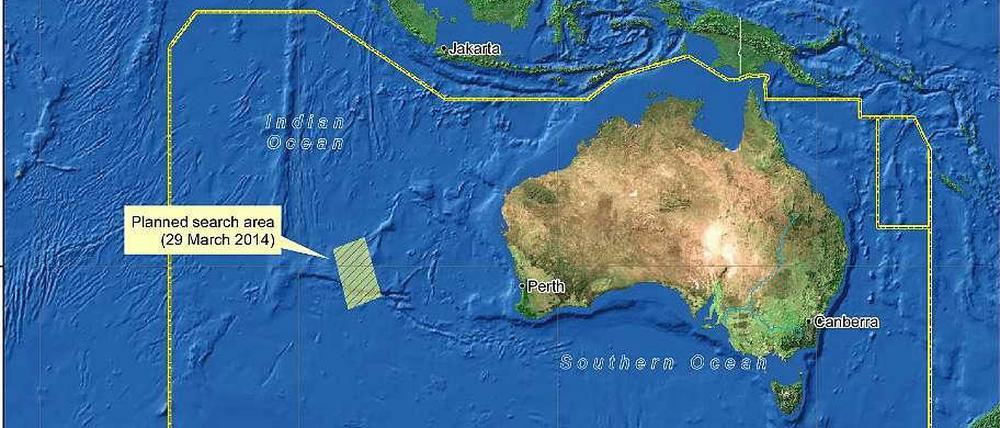 Das neue Suchgebiet für MH370 liegt rund 1850 Kilometer westlich der australischen Stadt Perth.