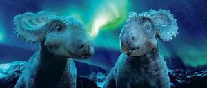 Zwei Dinosaurier aus dem Film Dinosaurier 3 D - Im Reich der Giganten.