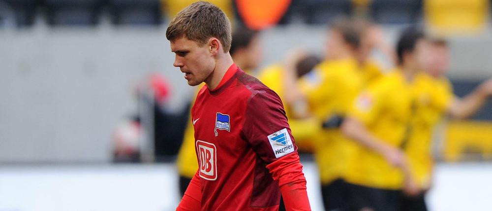 Hertha-Torwart Thomas Kraft fällt am Samstag im Spiel gegen den BVB aus.