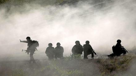 Bundeswehrsoldaten bei einer Übung.