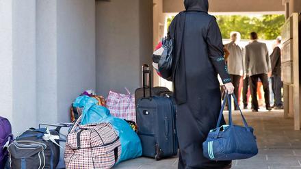 Syrische Bürgerkriegsflüchtlinge bei ihrer Ankunft in Deutschland.