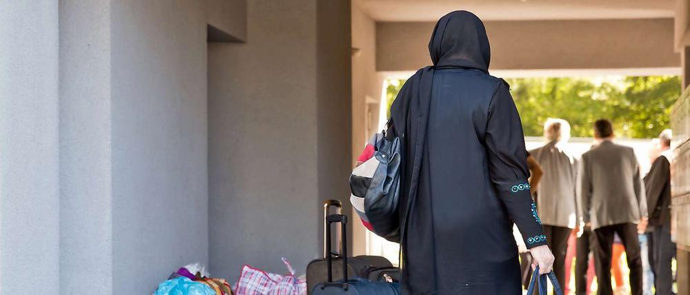 Syrische Bürgerkriegsflüchtlinge bei ihrer Ankunft in Deutschland.