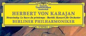 Plattencover der Karajan-Aufnahme von Strawinskys "Sacre du printepms" und Bartoks "Konzert für Orchester".