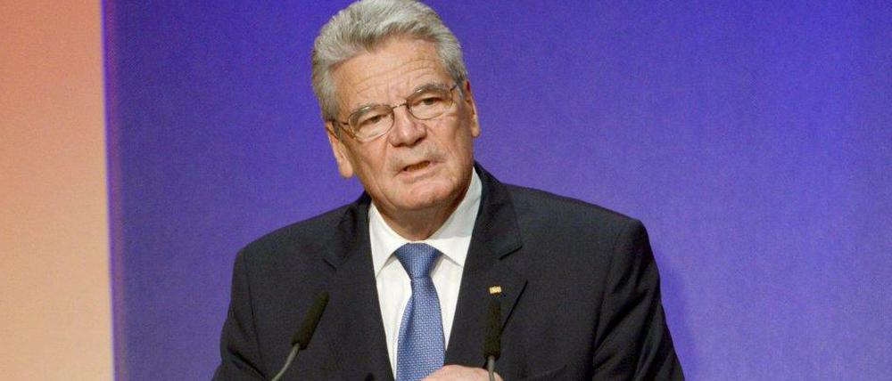 Bundespräsident Joachim Gauck während seiner Rede auf dem Festakt zum Tag der deutschen Einheit in Stuttgart.