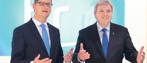 In Rage geredet. Bouffier (rechts) hatte mehr Redezeit als Schäfer-Gümbel.