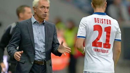 Bert van Marwijk bei seinem Debüt als HSV-Trainer