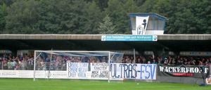 Nordhäuser Fans hinter dem Tor.