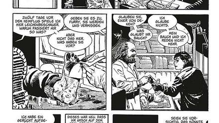 Auch Greg Ruckas preisgekrönte Serie "Whiteout", hier eine Seite aus dem ersten Band, wird nun nicht mehr erhältlich sein.