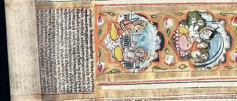 Eine Sanskrit-Handschrift aus der Staatsbibliothek zu Berlin.