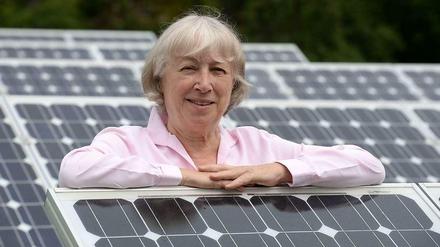 Sladek zwischen Solarpanelen
