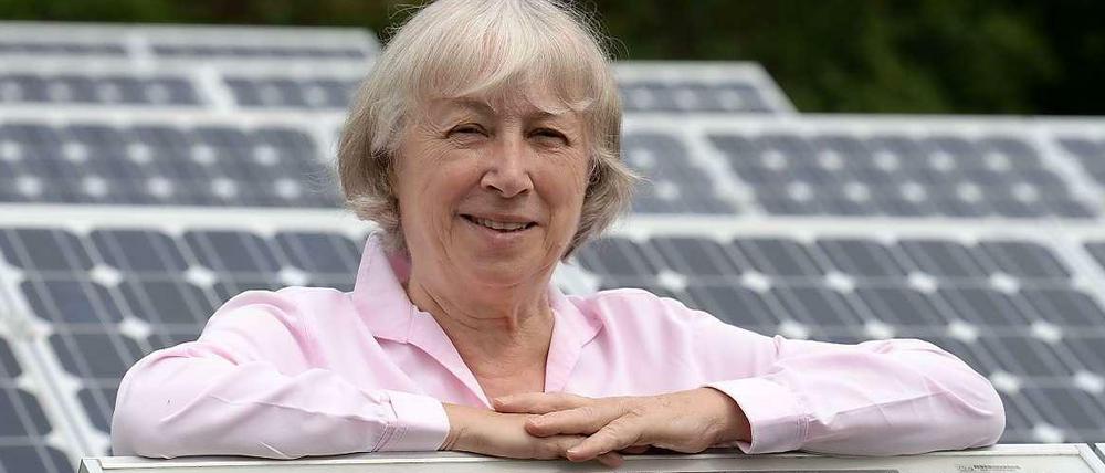 Sladek zwischen Solarpanelen