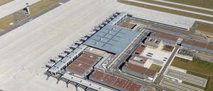 Luft nach oben: Das BER-Areal vom Flugzeug aus gesehen.