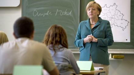 Angela Merkel besuchte am 13. August 2013 ein Berliner Gymnasium.