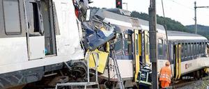 Zusammenstoß in Granges-près-Marnand: Ein Zug war von Lausanne nach Payerne unterwegs, der andere fuhr dieselbe Strecke in die Gegenrichtung. 