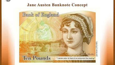 Porträt Jane Austens auf einem Muster der neuen Zehn-Pfund-Note