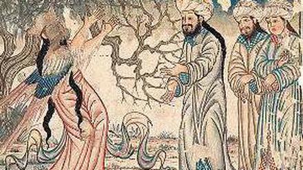 Zerkratzt. Eine iranische Engelserscheinung aus dem 14. Jahrhundert, bei der das Gesicht fehlt.
