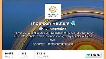 Der Twitteraccount von Reuters läuft mittlerweile wieder wie gewohnt weiter.