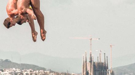 Goldener Moment. Für Patrick Hausding (im Bild hinten) war der Sieg im Turmspringen an der Seite von Partner Sascha Klein der größte Erfolg in seiner Karriere. Dabei hat der Berliner schon einige große Siege feiern können. Foto: dpa