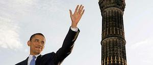 So sah es im Jahr 2008 aus: Barack Obama nach seiner Rede an der Siegessäule. 