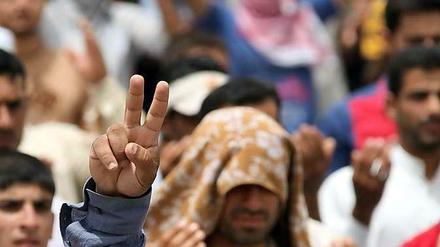 Mann bei Protest im Irak