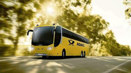 So wie in dieser Simulation könnten die Fernbusse aussehen, die Post und ADAC ab November auf die Strecke schicken wollen. 