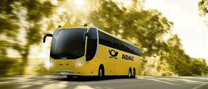 So wie in dieser Simulation könnten die Fernbusse aussehen, die Post und ADAC ab November auf die Strecke schicken wollen. 