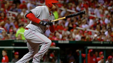 Donald Lutz bei seinem historischen ersten Auftritt in der Major League Baseball.