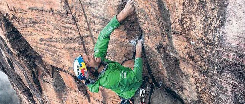 In der Wand. Stefan Glowacz am 600 Meter hohen Roraima.Foto: K. Fengler/MFA