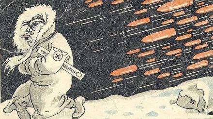 Aus dem Land treiben. Mit Postkarten wie „Das abscheuliche russische Klima“ versuchte die sowjetische Propaganda die Kampfmoral ihrer Armee aufrechtzuerhalten .