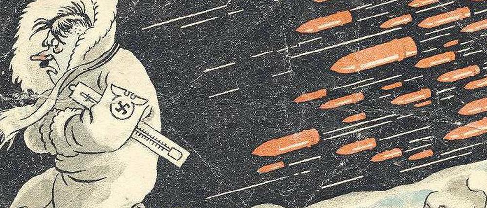Aus dem Land treiben. Mit Postkarten wie „Das abscheuliche russische Klima“ versuchte die sowjetische Propaganda die Kampfmoral ihrer Armee aufrechtzuerhalten .