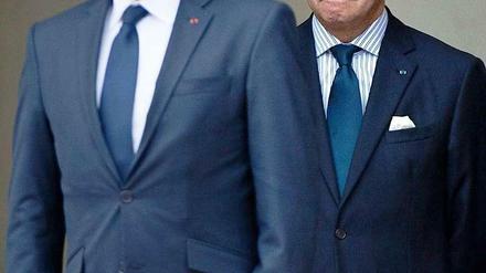 Frankreichs Präsident Francois Hollande (links) und sein Außenminister Laurent Fabius. 