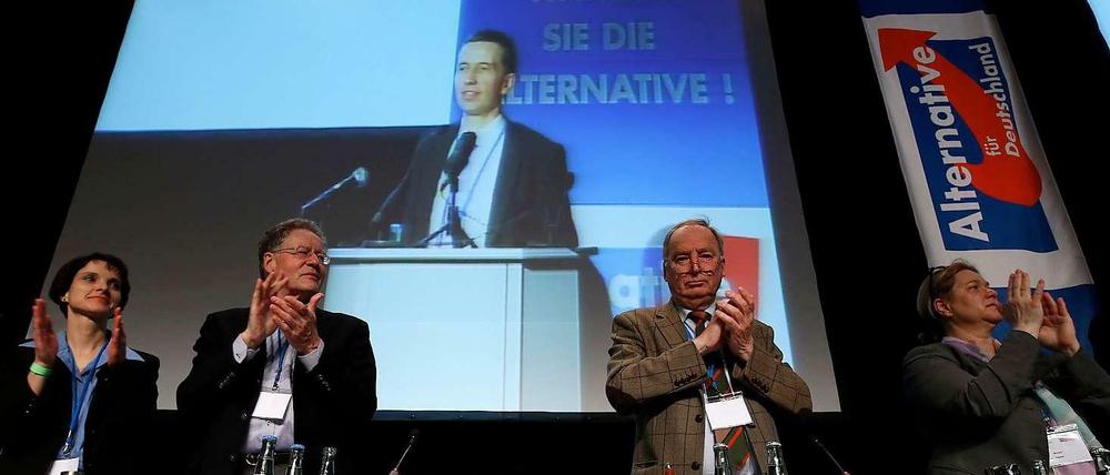 Kurz vor dem Mittagessen wurde noch schnell das Wahlprogramm durchgestimmt - Gründungsparteitag der "Alternative für Deutschland".