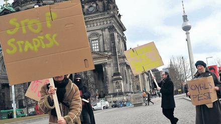 Irgendwie unfertig. Der Protest gegen das Stadtschloss fiel mager aus.