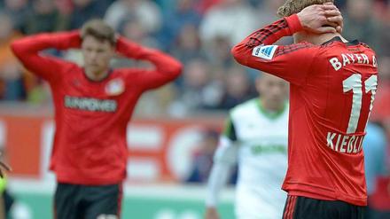 Angreifer Stefan Kießling hatte gegen Wolfsburg den Sieg auf dem Fuß, doch am Ende stand nur ein 1:1.