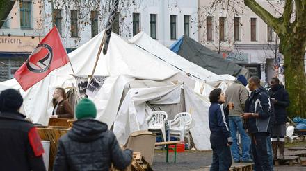 Seit Oktober 2012 campieren Flüchtlinge auf dem Oranienplatz in Berlin.
