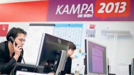 Sechs Monate Einsatz. Ihre Wahlkampfzentrale eröffneten die Sozialdemokraten im Berliner Willy-Brandt-Haus. Foto: dpa