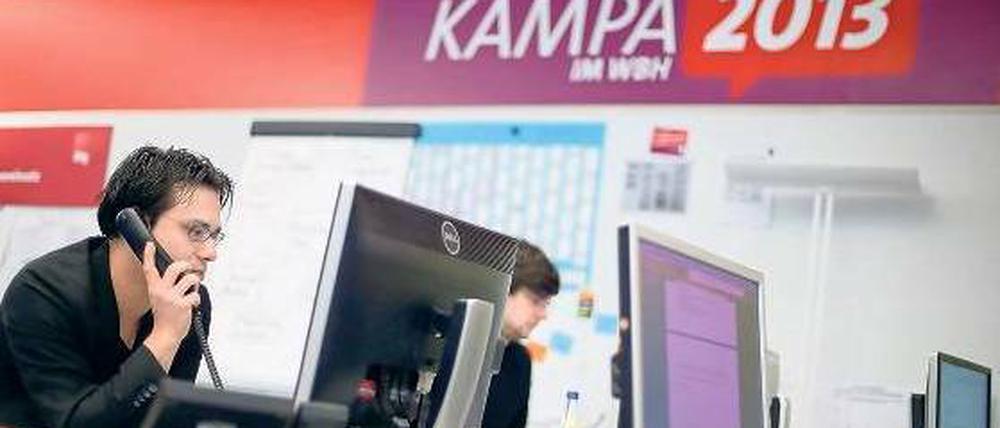 Sechs Monate Einsatz. Ihre Wahlkampfzentrale eröffneten die Sozialdemokraten im Berliner Willy-Brandt-Haus. Foto: dpa