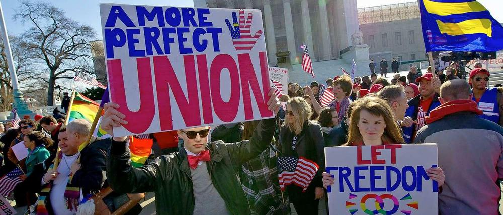 Demonstration für die Homo-Ehe vor dem Obersten Gericht der USA.