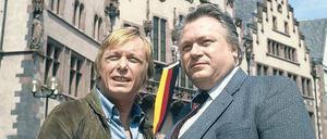 Die Ersten waren auch die Besten. Claus Theo Gärtner (links) im Duett mit Günter Strack als Anwalt Dr. Dieter Renz vor Frankfurter Römer-Kulisse. Foto: ZDF