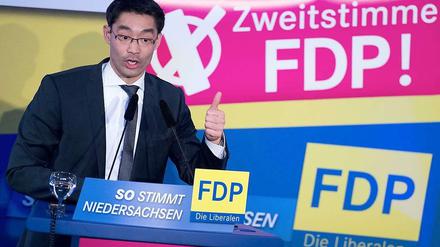 Unbeirrt. Der FDP-Chef beim Wahlkampfabschluss in Hannover.