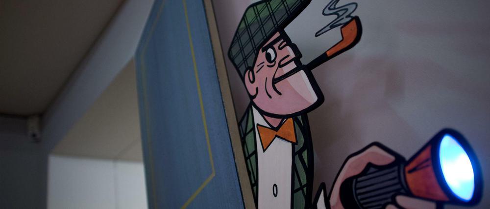 Nie ohne Pfeife! Nick-Knatterton-Erfinder Manfred Schmidt wäre dieses Jahr 100 geworden - hier ein Bild seiner Figur in der Hannoveraner Ausstellung.