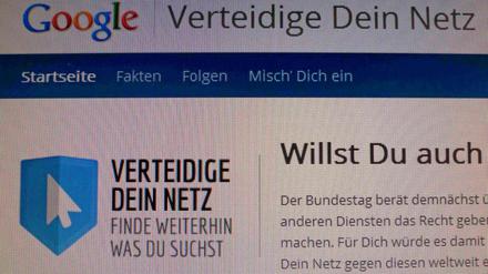Google macht mit einer Kampagne gegen das Leistungsschutzrecht mobil.